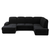 ECKSOFA VIBE U Rechts mit Schlaffunktion 129x263 Chenille Anthrazit - Anthrazit/Schwarz, Holz/Kunststoff (186/102/280cm) - Muffo