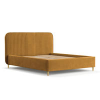 POLSTERBETT Livy Honigfarbe 160/200 cm im Samtstoff - Naturfarben/Honig, Holz/Holzwerkstoff (160/200cm) - Maison de Reve