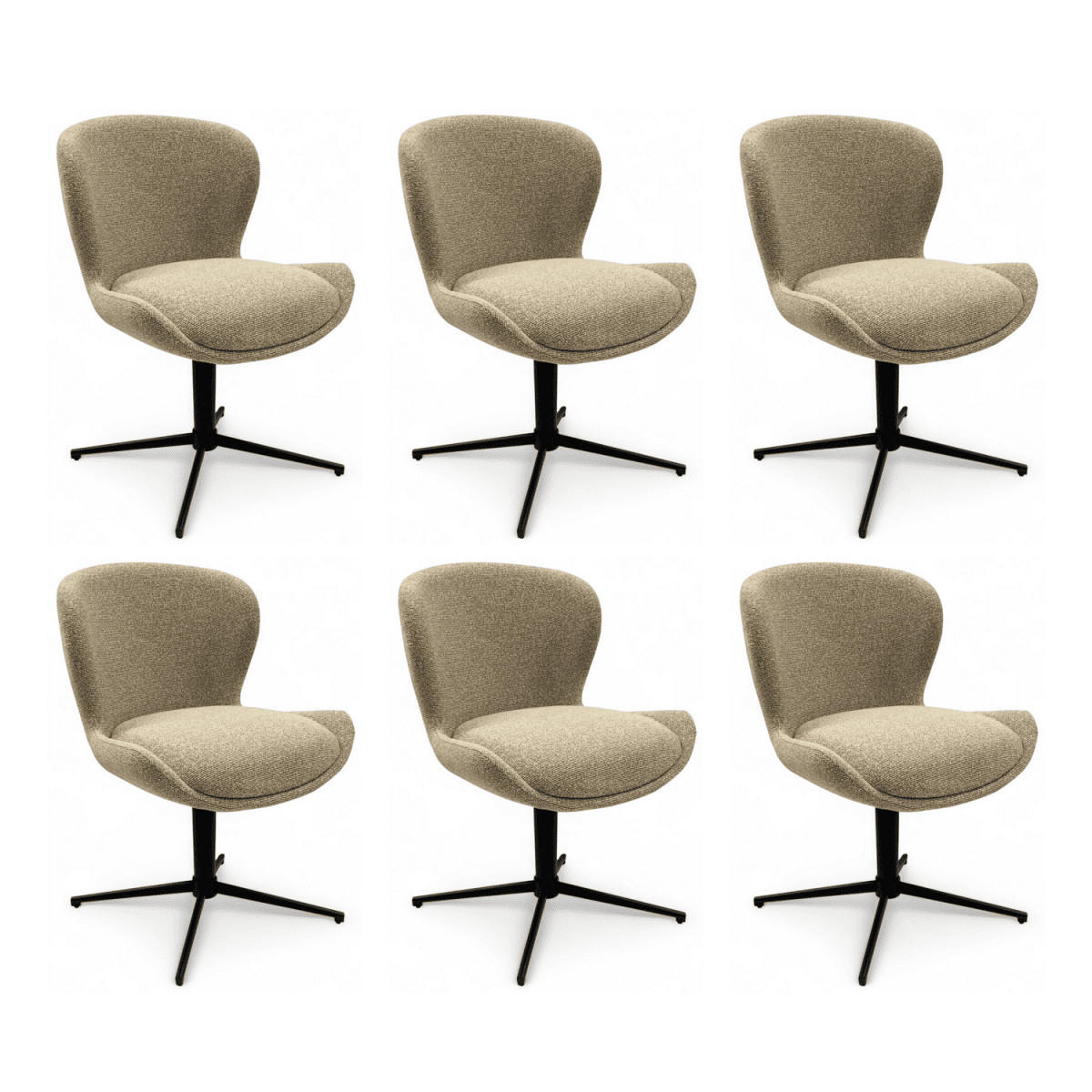 STUHL-SET 6 Stück in Webstoff Beige - Beige/Schwarz, Textil/Metall (57/83/63cm) - Furnhouse