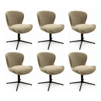 STUHL-SET 6 Stück in Webstoff Beige - Beige/Schwarz, Textil/Metall (57/83/63cm) - Furnhouse