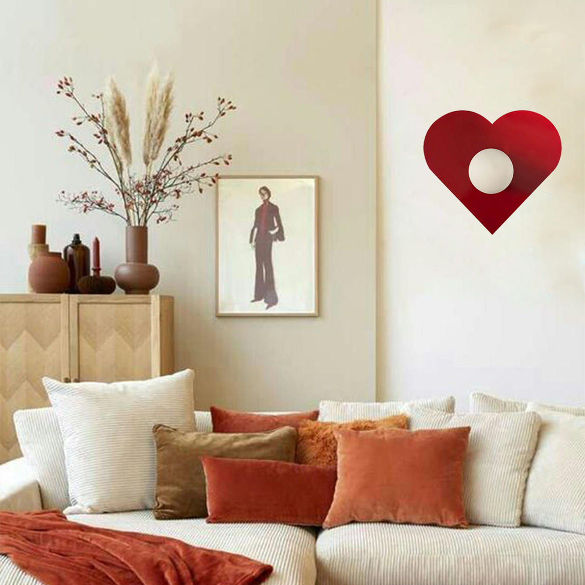 WANDLEUCHTE Innen 35 cm - Rot, Glas/Metall (35/31cm) - Bamyum