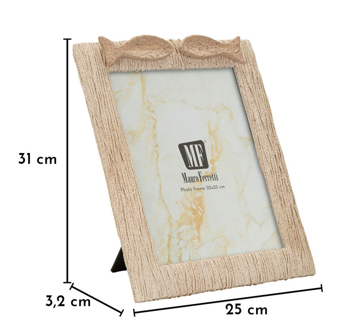 BILDERRAHMEN Sand, Fotoformat 20 x 25 cm, beige, Polyresin und Glas, Rahmen 25 x 3,2 x 31 cm - Beige, Glas/Kunststoff (25/31/3.2cm) - Mauro Ferretti