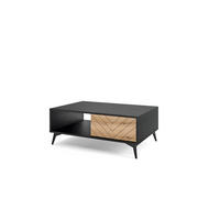 COUCHTISCH Diamond 104 cm Eiche Evoke, Schwarze Beine, mit Schublade - Schwarz, Holzwerkstoff (68/104/68cm) - Bettso