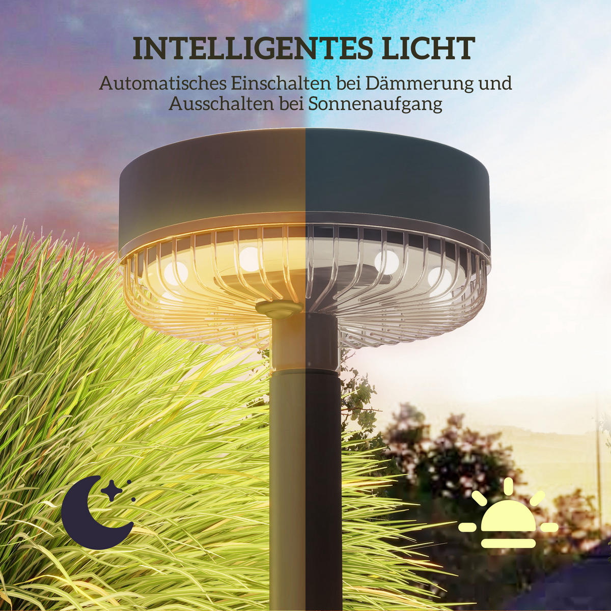 GARTENLATERNE, Schwarz, PC, ABS - Schwarz, Kunststoff (13/13/39.5cm) - Outsunny