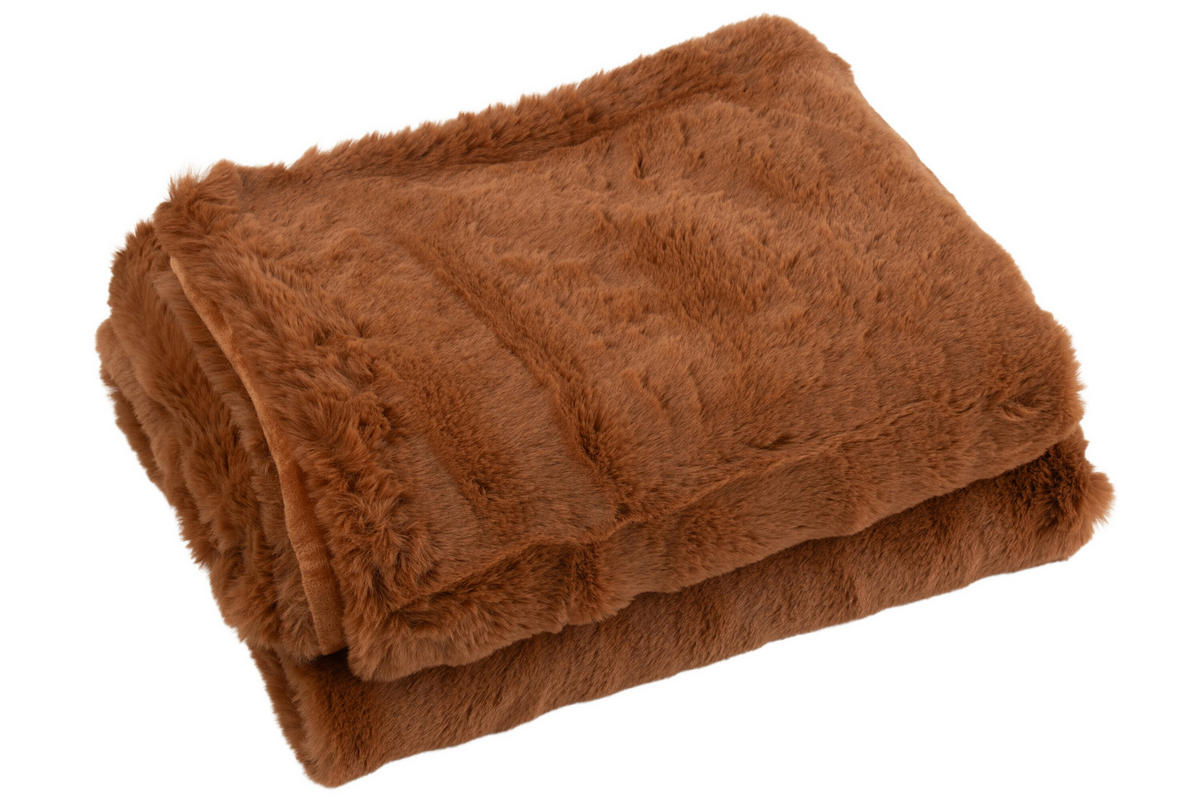 PLAID CUTIE - Textilwaren - Sienna Braun - 180/130/2 cm - Bernsteinfarben, Textil (130/180cm) - J-Line