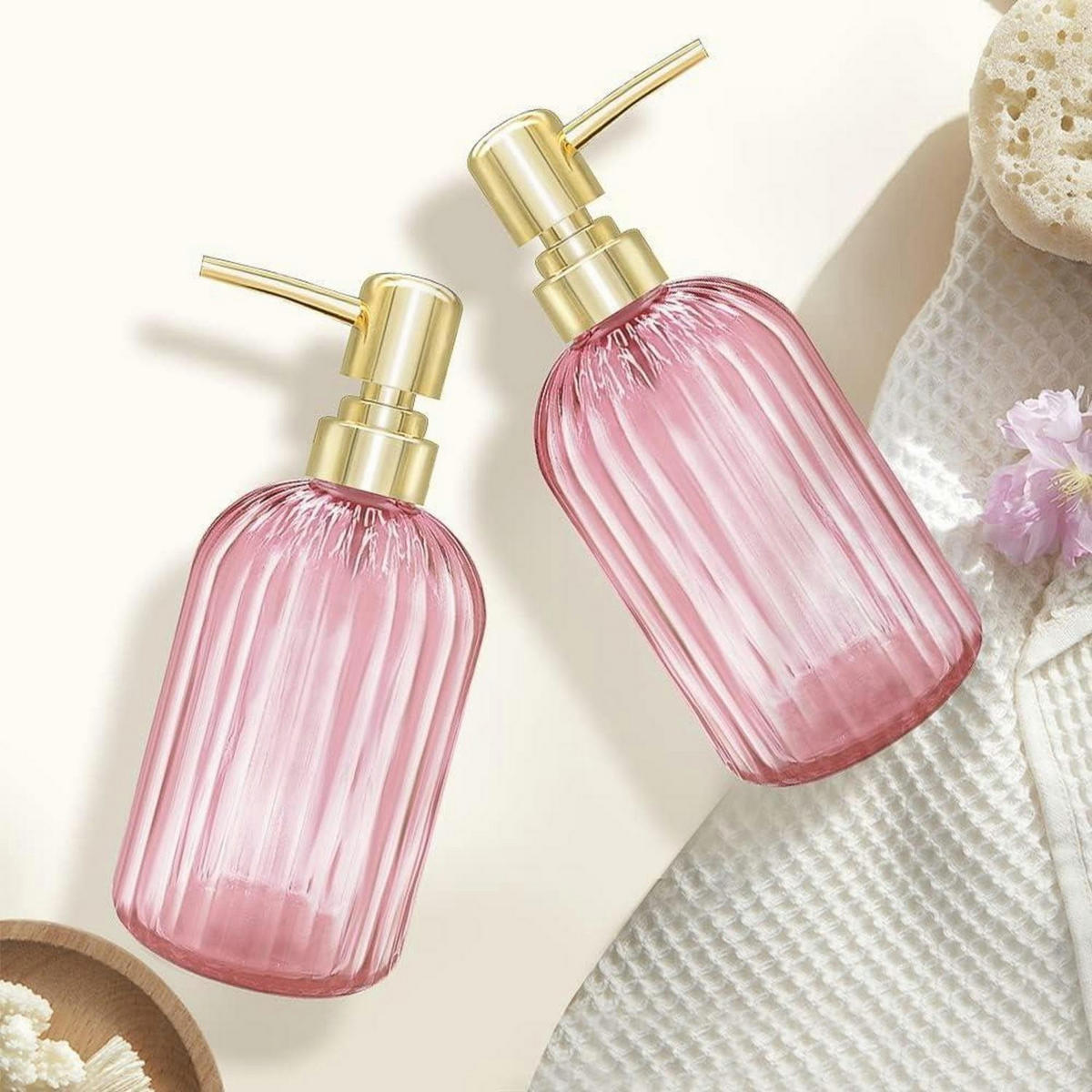 SEIFENSPENDER 2er Pack Glas Rosa - Rosa, Glas (7.6/19/6.6cm)