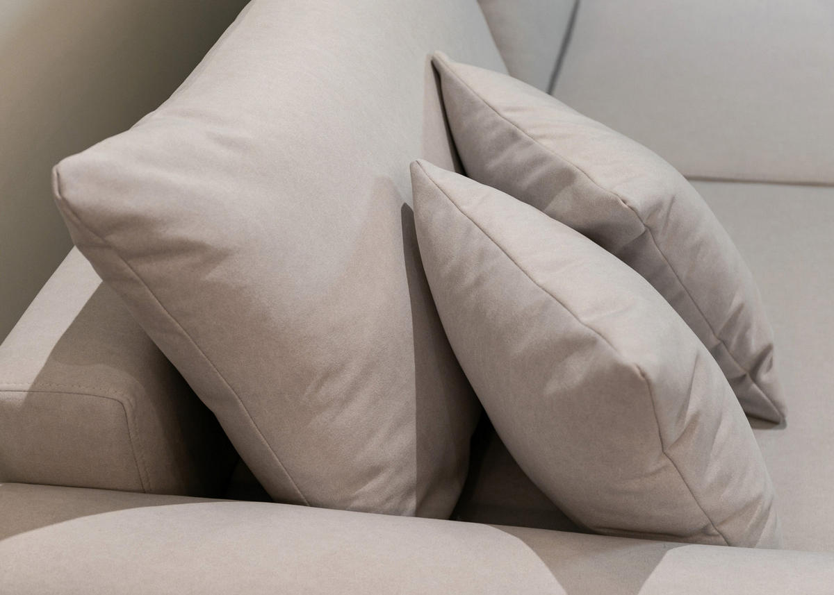 ECKSOFA Ovo Cremeweiß Velours - Creme/Schwarz, Kunststoff/Textil (260/165cm) - Selsey