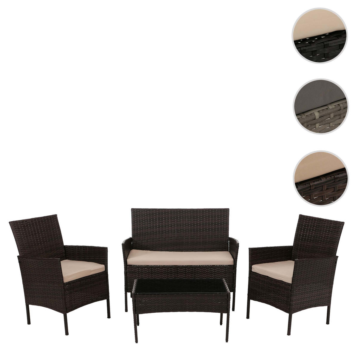 GARTEN-GARNITUR Braun, Cremeweiß - Braun/Weiß, Kunststoff - MCW