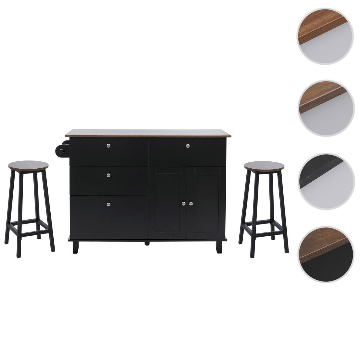 KÜCHENINSEL Schwarz, Braun - Schwarz/Braun, Holz (131/90/47cm) - MCW