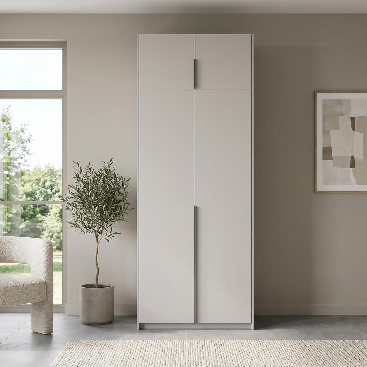 DREHTÜRENSCHRANK AMARA 100/250/58cm 2-türig Kaschmir - Kaschmir, Holzwerkstoff (100/250/58cm) - MASSENO