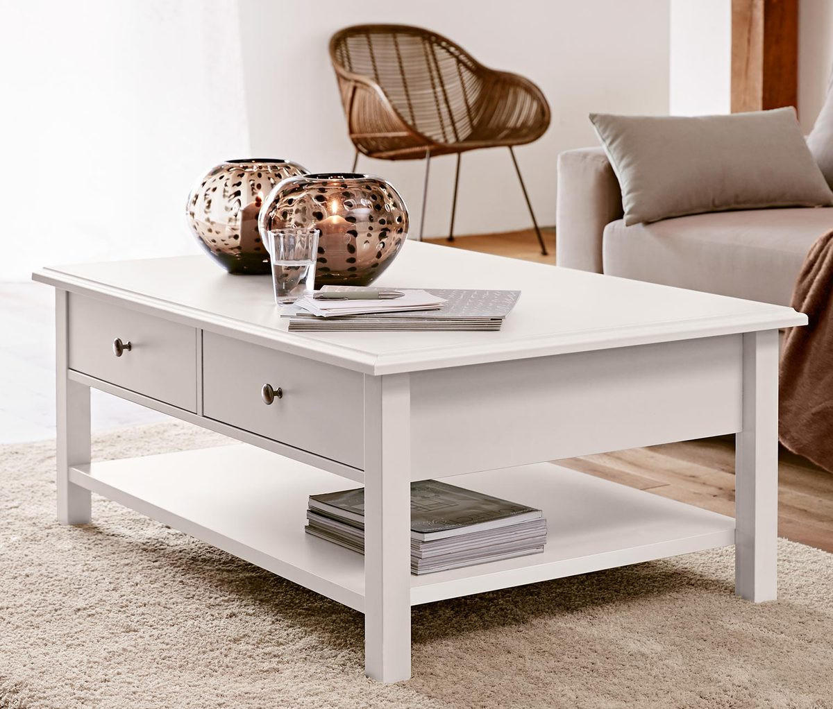 COUCHTISCH rechteckig weiß 102/68/45 cm - Weiß, Holz (68/102/45cm) - moebel dich auf