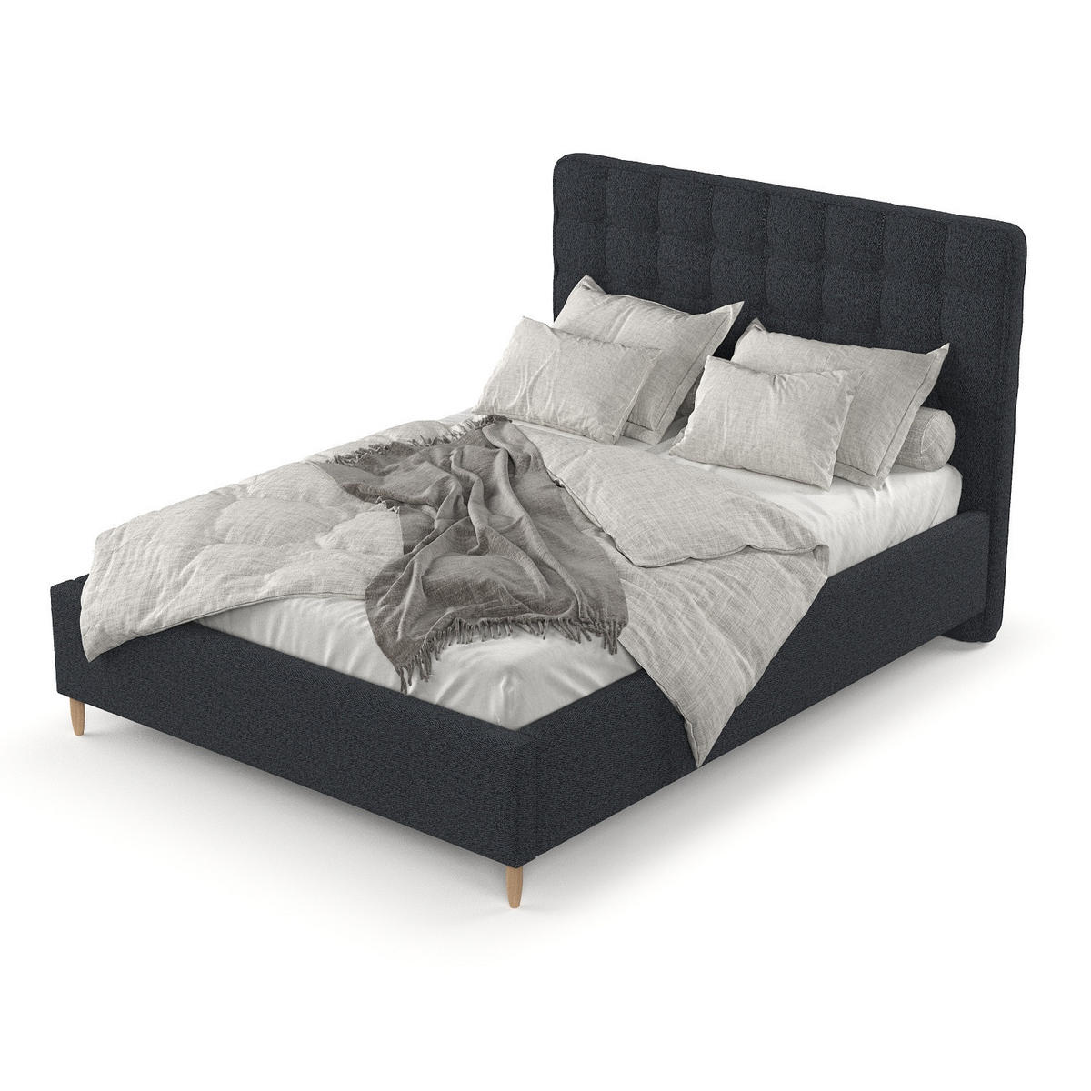 POLSTERBETT Paloma 140/200 cm Anthrazit im Riva Stoff - Anthrazit/Naturfarben, Holz/Holzwerkstoff (140/200cm) - AltaBeds