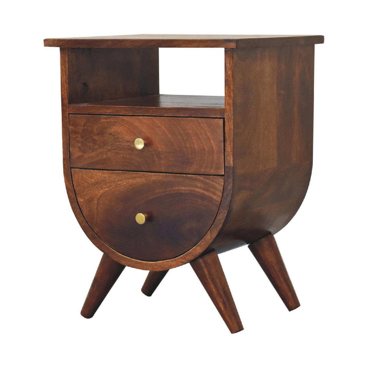 NACHTTISCH Split - Kastanienfarben/Messingfarben, Holz/Metall (40/52/35cm) - Artisan Furniture