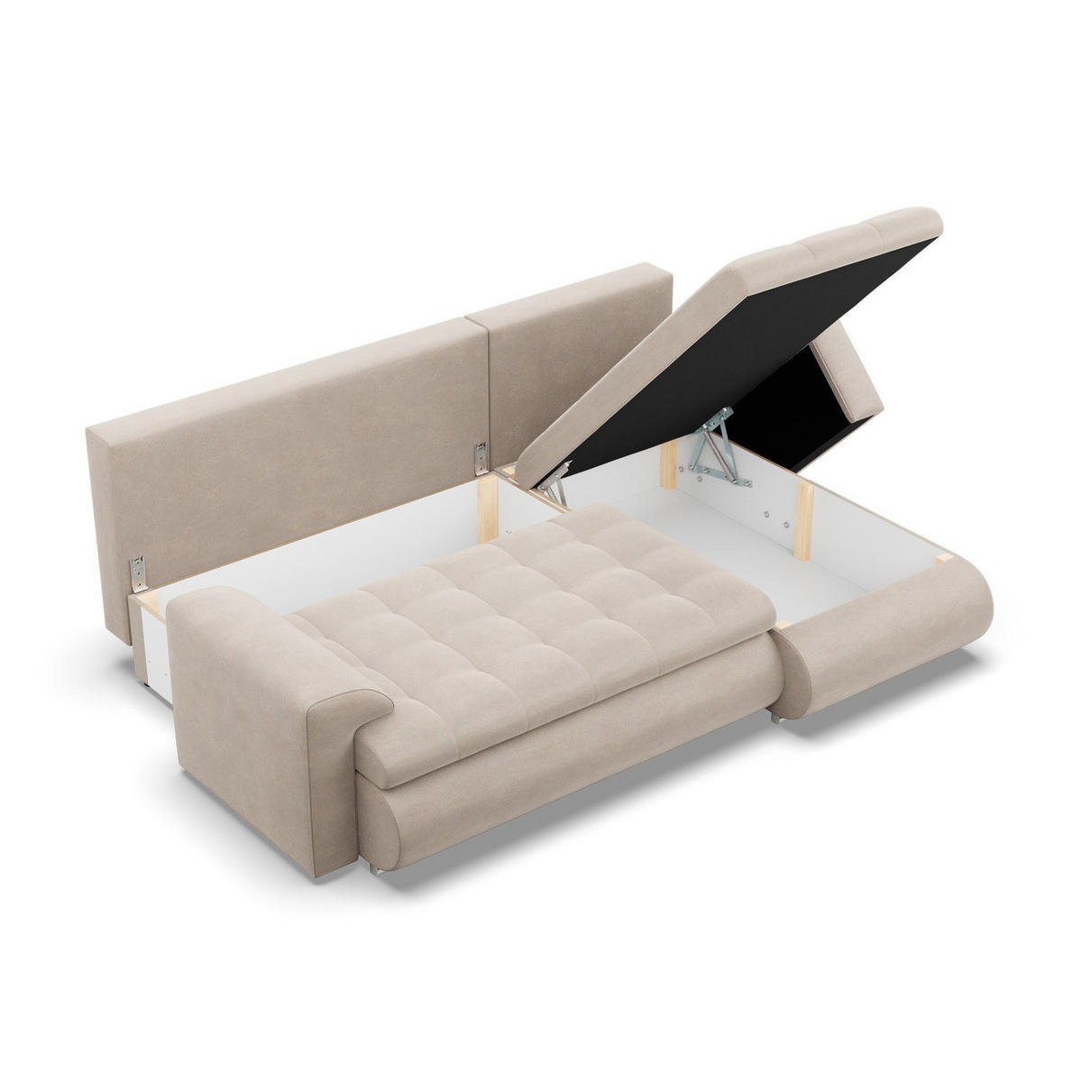 ECKSOFA RECHTS MIT SCHLAFFUNKTION FORESTA, Beige - Beige, Textil (230/159cm) - Mebligo
