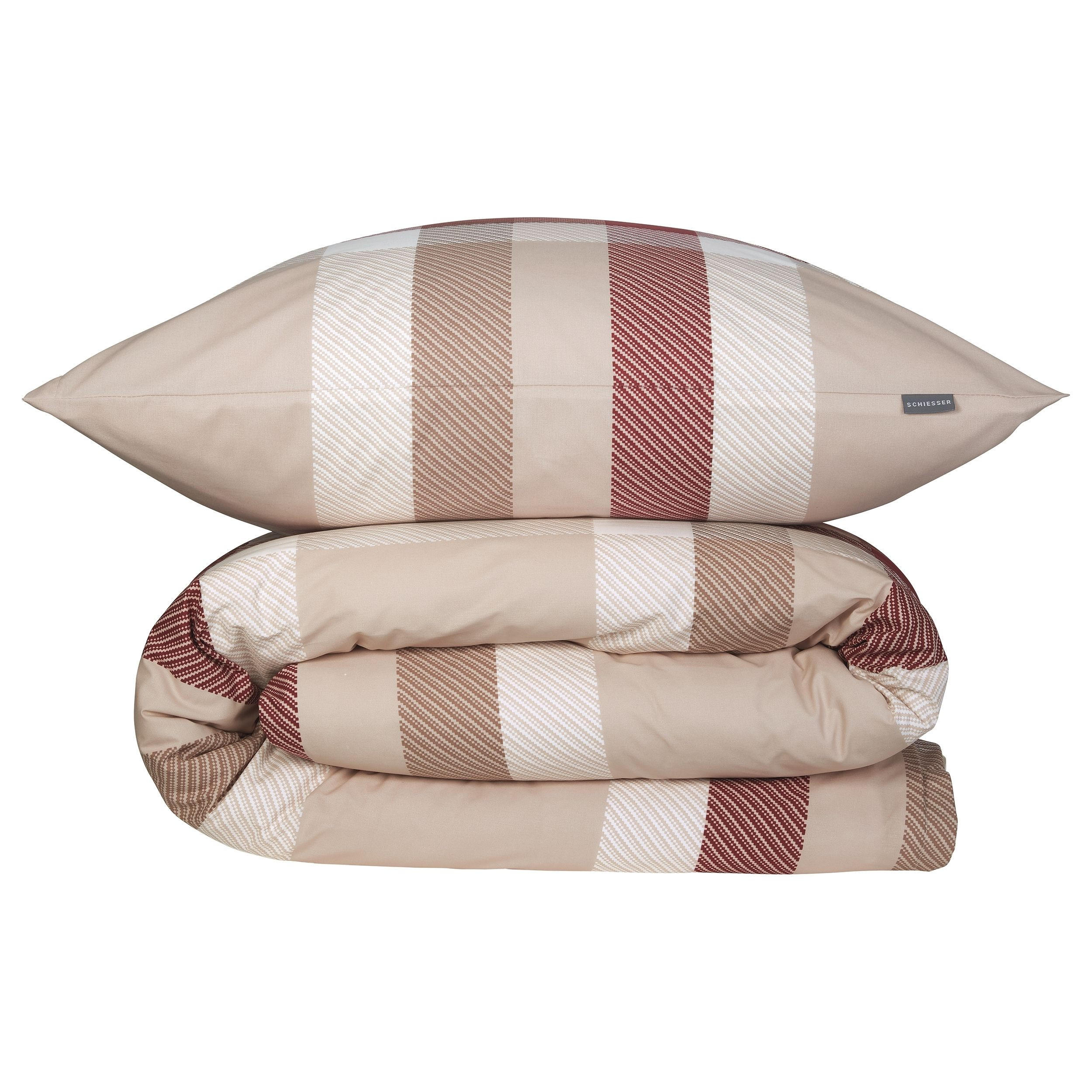 BETTWÄSCHESET Kris - Renforcé - 2-teilig - 135 x 200 cm - Beige-Rot - Rot, Textil (135/200cm) - SCHIESSER