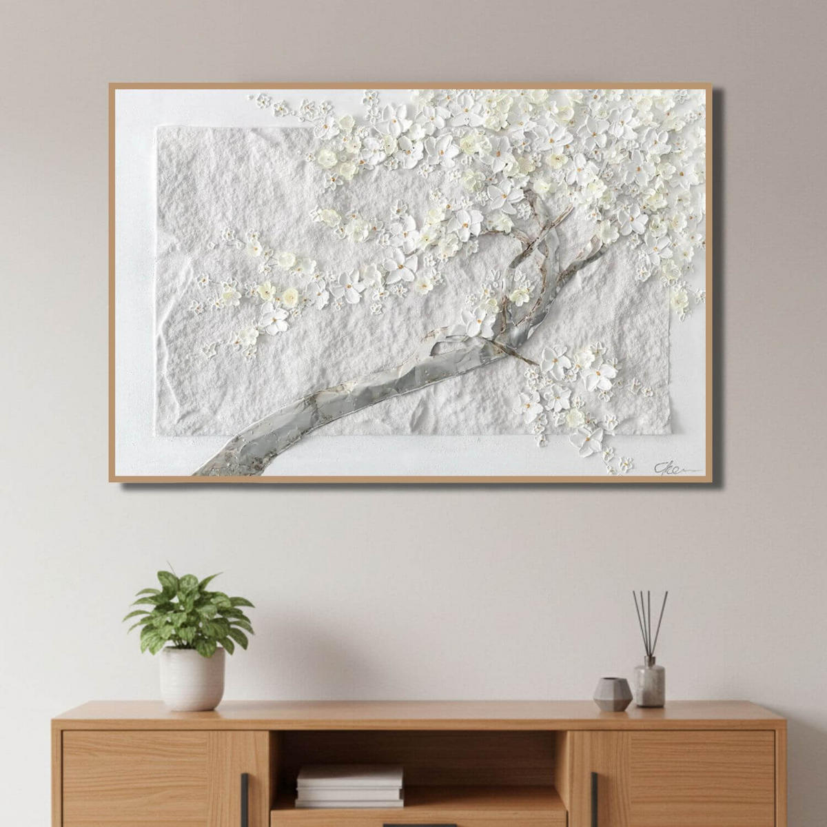 ACRYLBILD HANDGEMALT 90/60 cm - Gelb/Weiß, Holz/Textil (90/60cm) - KUNSTLOFT