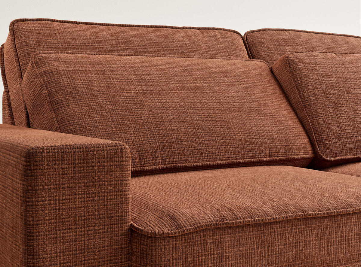 ECKSOFA Kirou Kupferfarbe Chenille-Stoff - Rechts Seite - Schwarz/Kupferfarben, Holz/Holzwerkstoff (311/225cm) - Maison de Reve