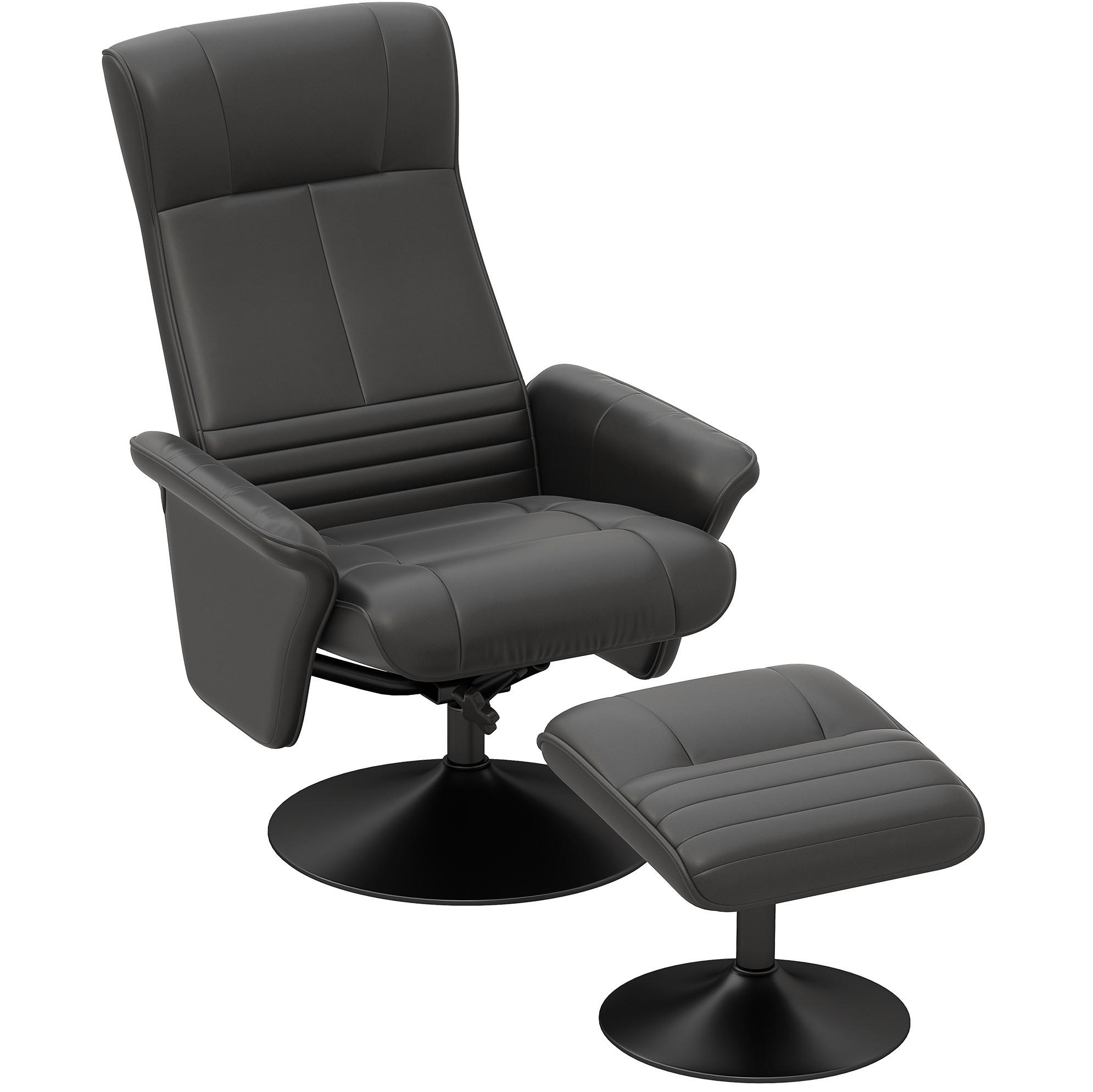 RELAXSESSEL 69/71/104 cm mit Hocker und 360°-Drehfunktion - Schwarz, Textil (71/104/69cm) - BEAOK