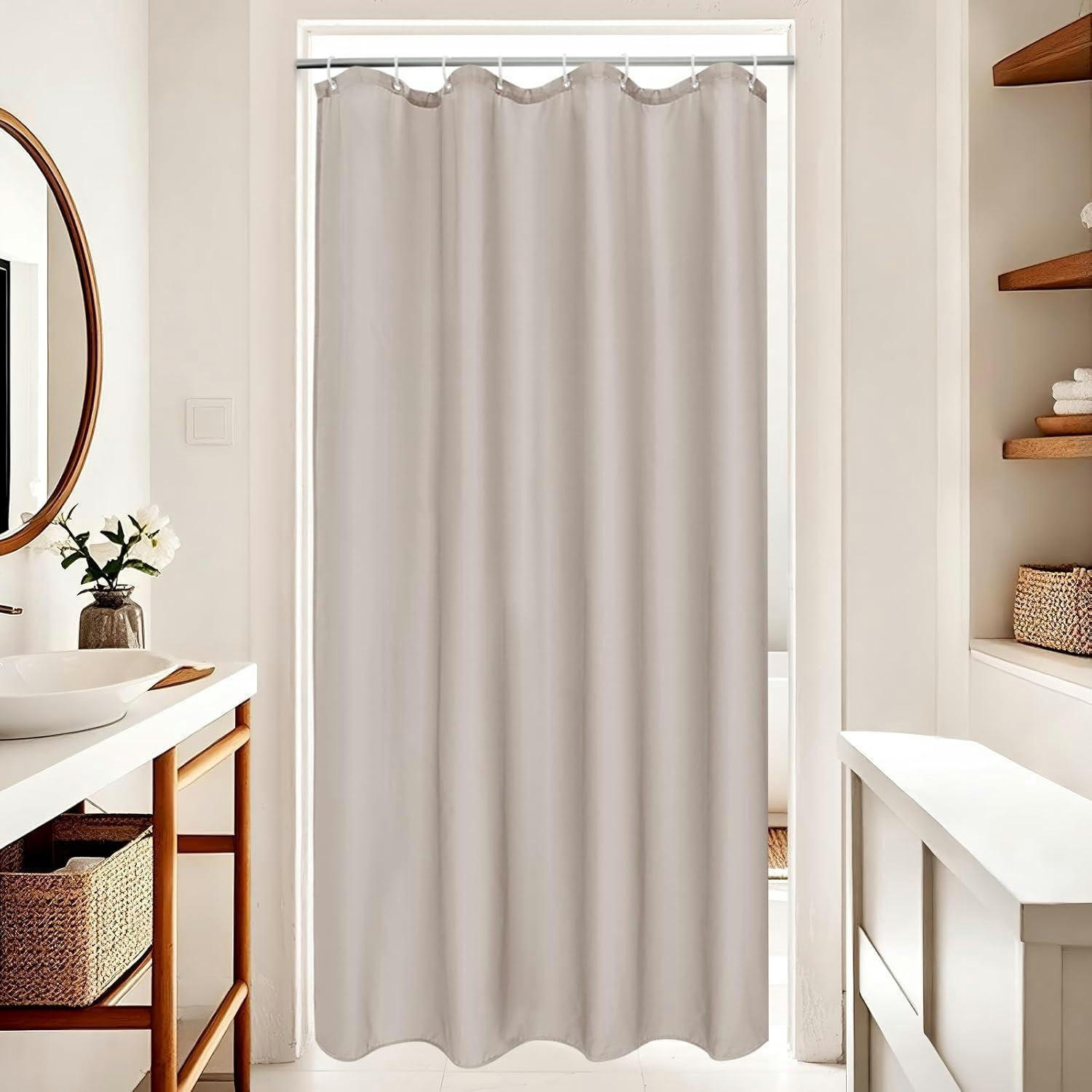 DUSCHVORHANG Sandfarben 120 x 200 cm Wasserdicht Textil - Sandfarben, Textil (120/200cm)