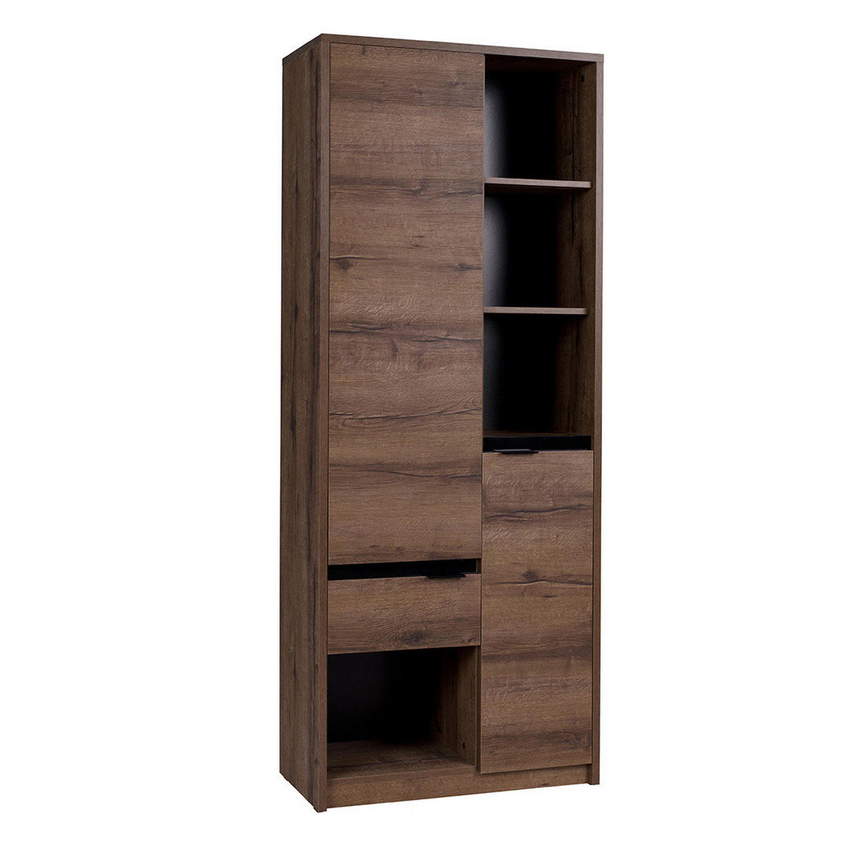 BÜCHERREGAL Martin 80x200 - Schwarz Hochglanz/Schwarz, Holzwerkstoff/Metall (80/200/40cm) - Ravio