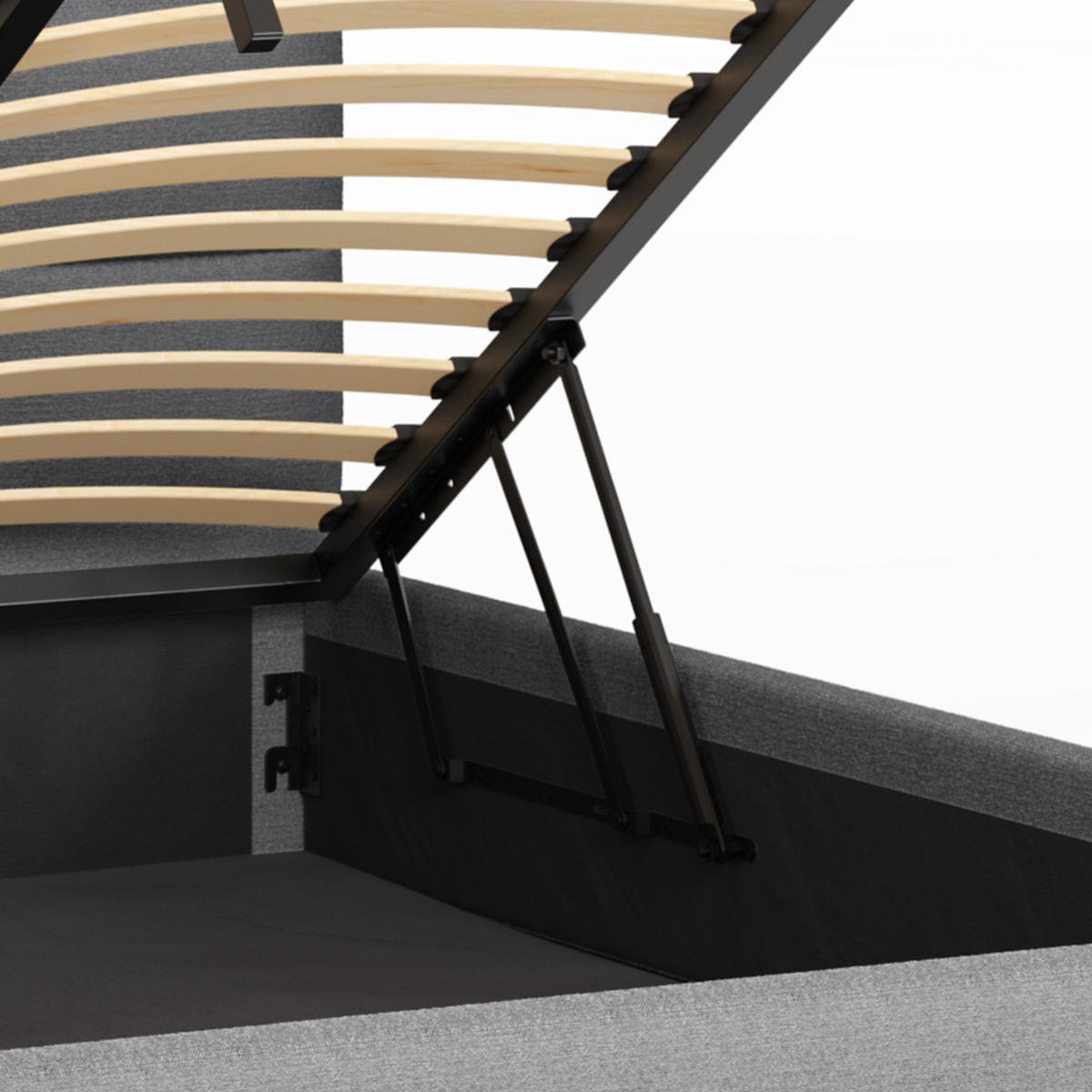 POLSTERBETT 160×200 mit Bettkasten und Lattenrost Mika 028-28 Grau Geflochten - Grau, Holz/Textil (160/200cm) - Jana