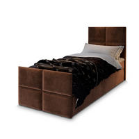 POSTEL BOXSPRING ARIEL 100x200 cm, s matrací a úložným prostorem, hnědá - hnědá, kompozitní dřevo/textil (100/200cm) - MASSENO