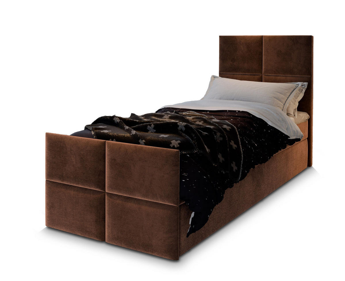 POSTEL BOXSPRING ARIEL 100x200 cm, s matrací a úložným prostorem, hnědá - hnědá, kompozitní dřevo/textil (100/200cm) - MASSENO