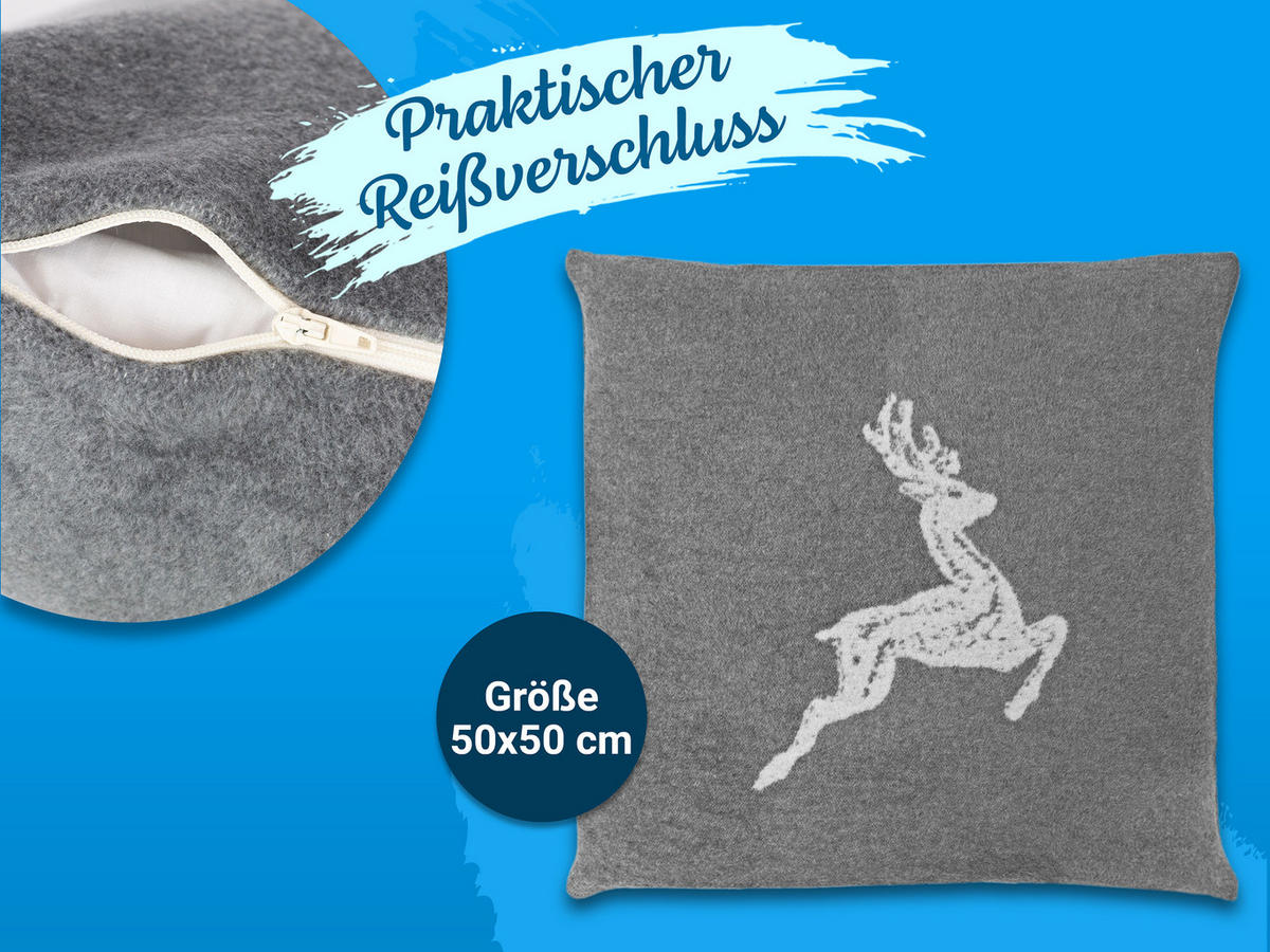KISSENBEZUG, 2er-Set, 50x50 cm, 60% Baumwolle, 40% Polyacryl, Grau - Grau, Naturmaterialien (50/50cm) - Zollner