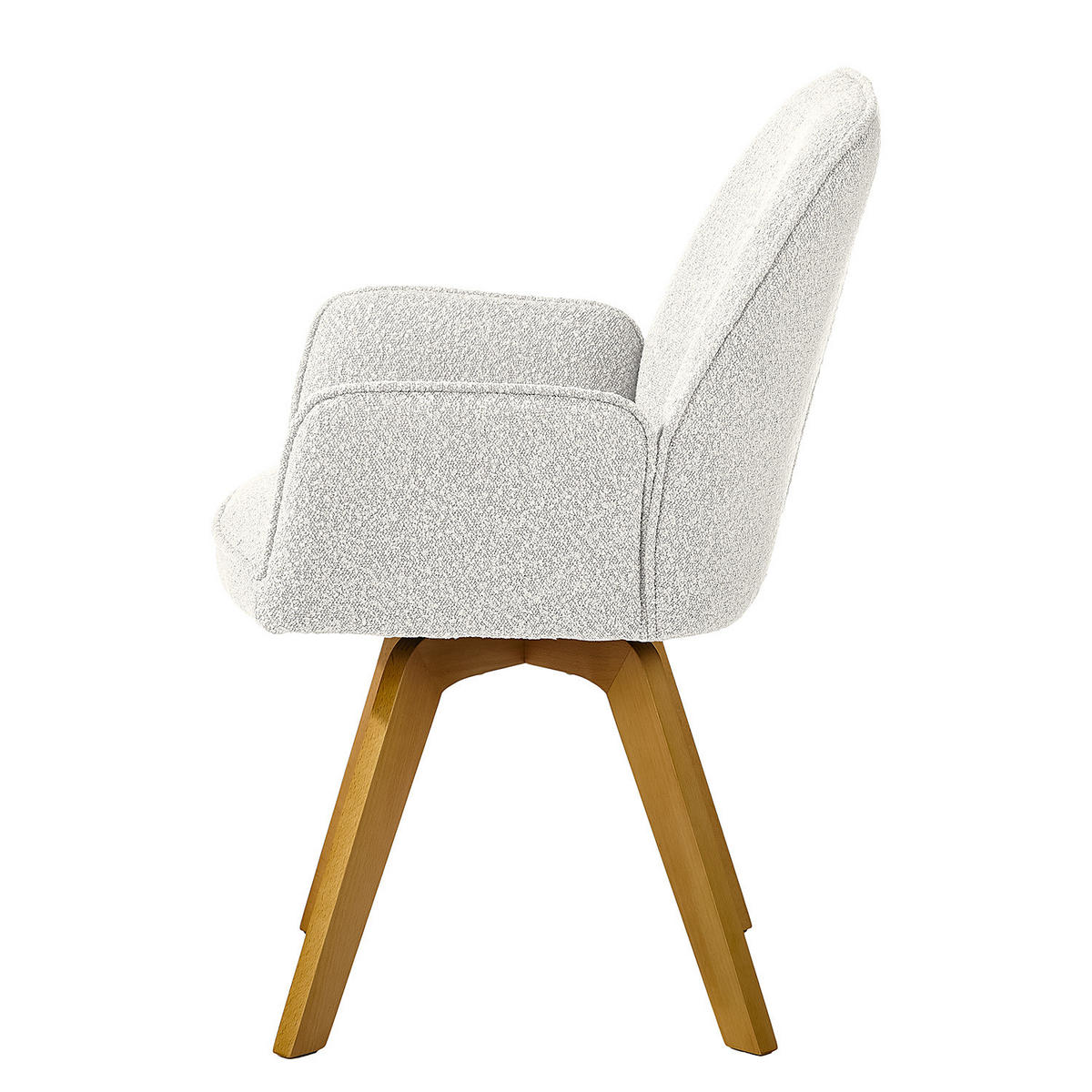 DREHBARER ARMLEHNENSTUHL - Buchefarben/Weiß, Holz/Textil (62/89/62cm) - home24