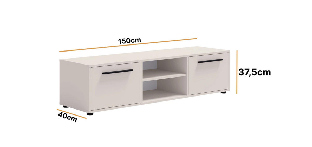 TV-SCHRANK Modena 150cm in Kaschmirfarbe - Kaschmir/Schwarz, Holzwerkstoff/Kunststoff (150/38/40cm) - Ravio