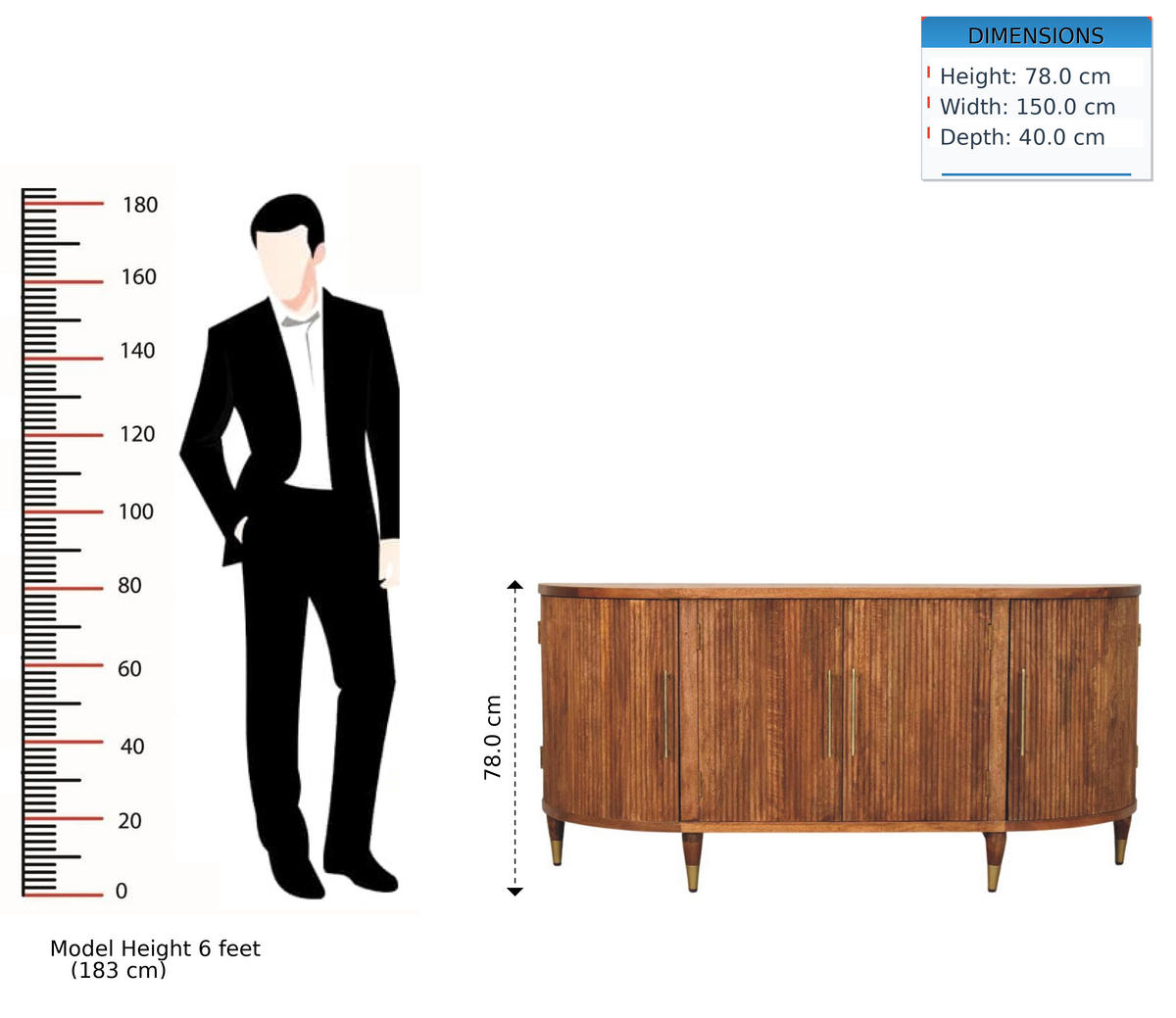 SIDEBOARD mit Amber-Eichen-Finish, 4 Türen, 6 Innenablagen, geröstetes Braun. - Braun, Holz (150/78/40cm) - Artisan Furniture