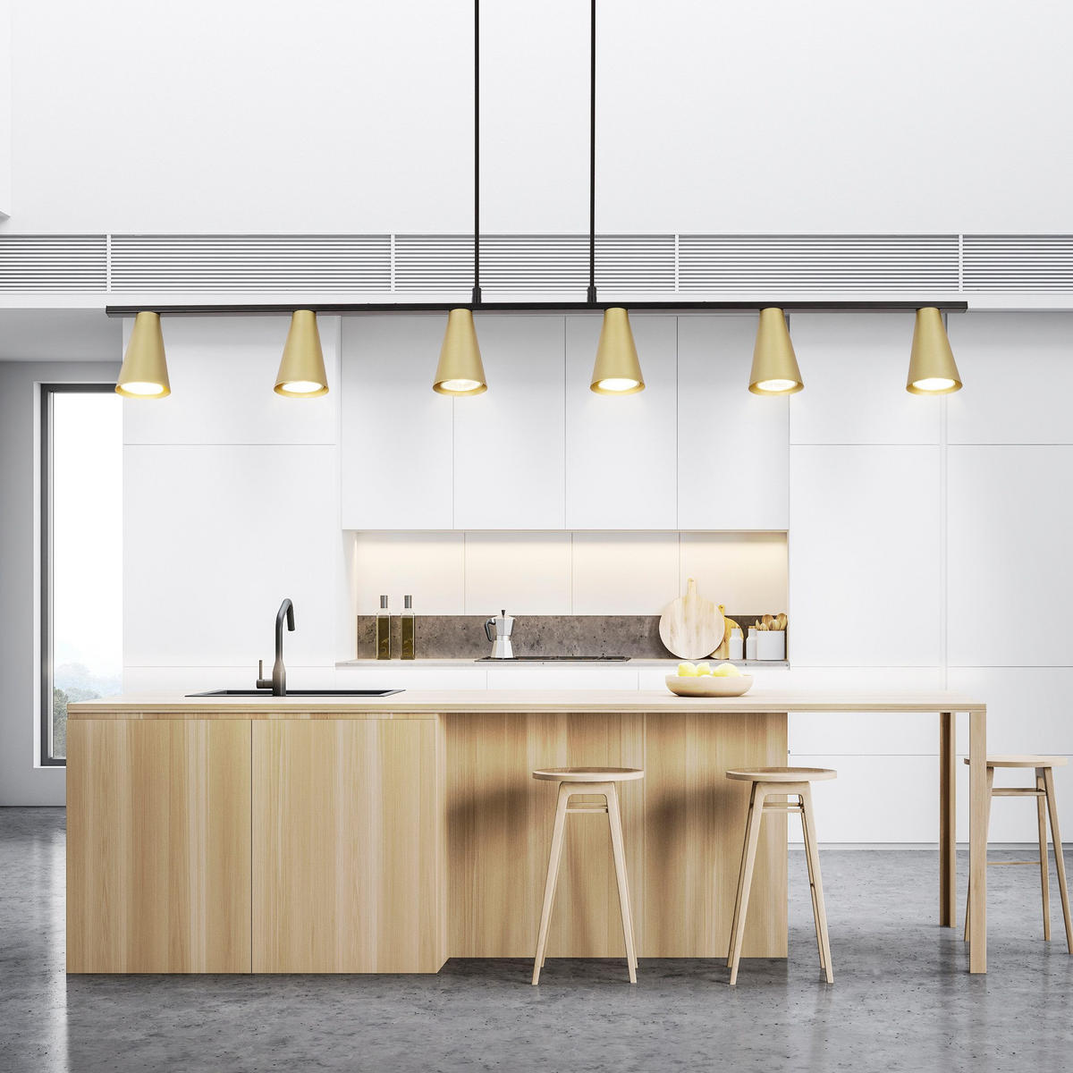 PENDELLEUCHTE Violet 110/7/160 cm - Goldfarben, Metall (110/7/160cm) - ZMH