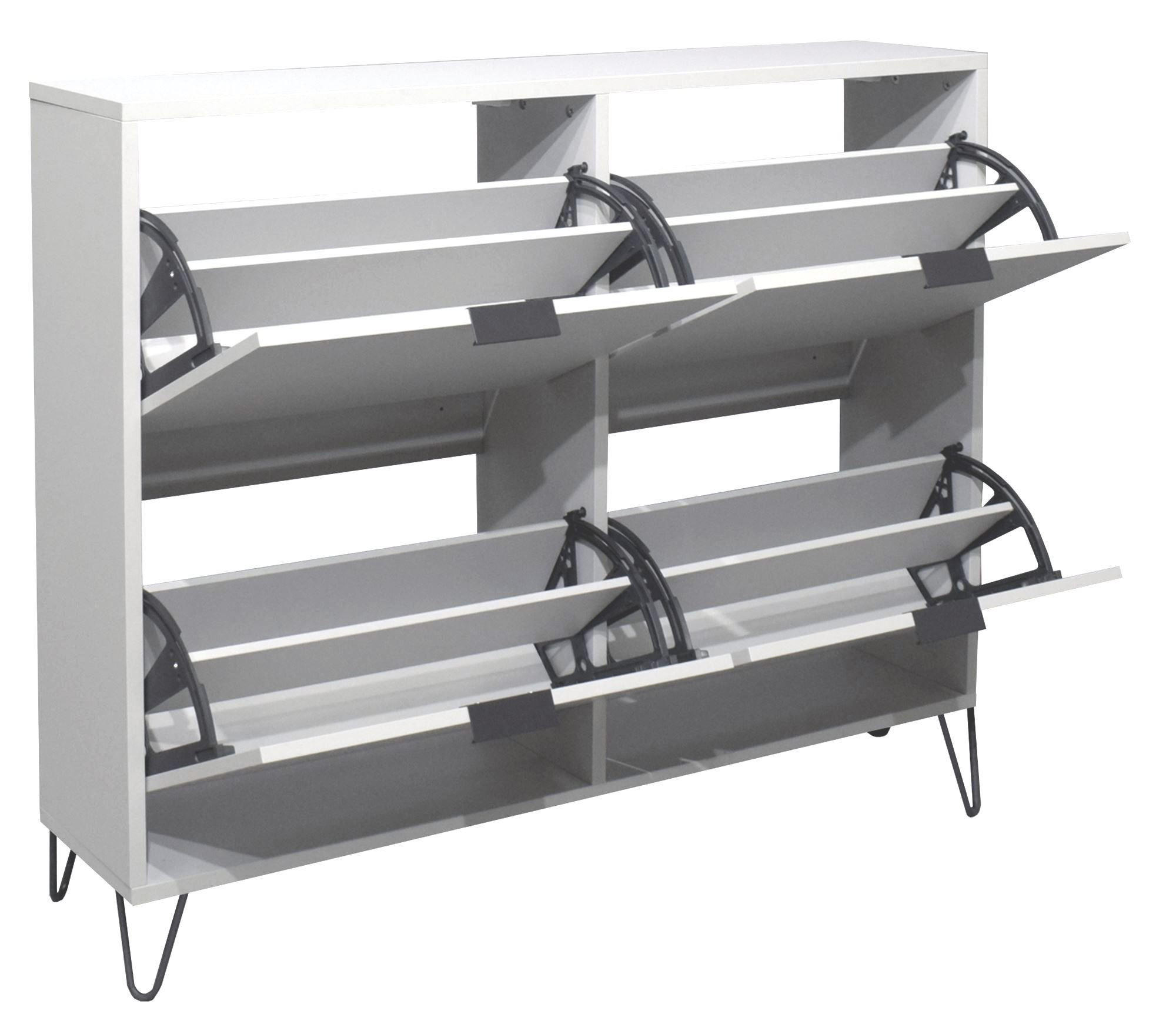 SCHUHSCHRANK Erna 120x25x101 Kreidegrau matt Lack - Hellgrau, Holzwerkstoff (120/101/25cm) - 58aufmkessel