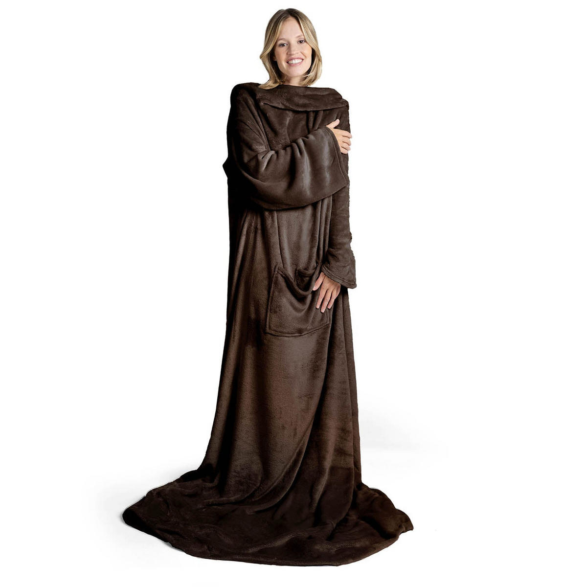 ÄRMELDECKE Iselin 170/200 cm, Dunkelbraun - Dunkelbraun, Textil (170/200cm) - Blumtal