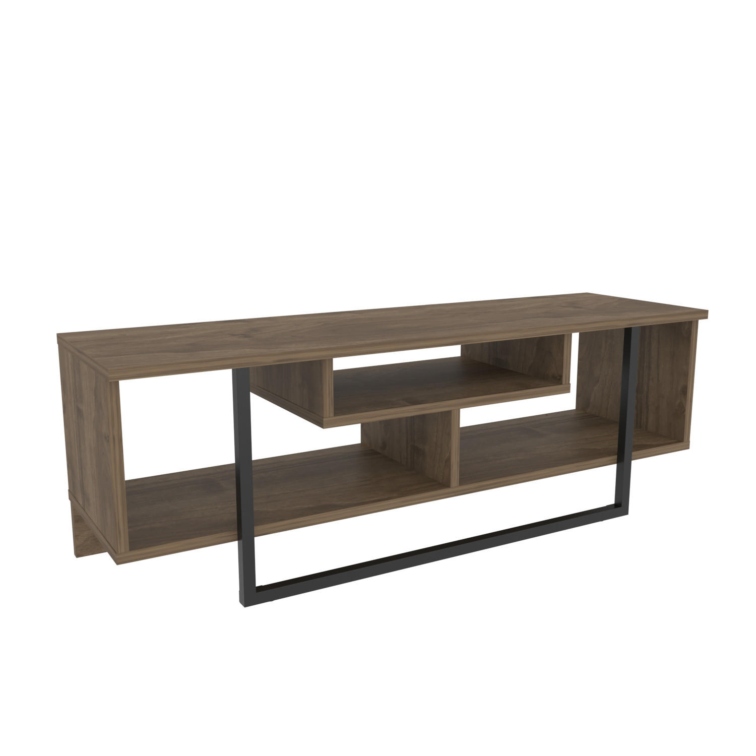 TV-ELEMENT Asal Walnuss Schwarz - Walnussfarben/Schwarz, Holzwerkstoff (119.4/40.2/35.2cm) - Decorotika