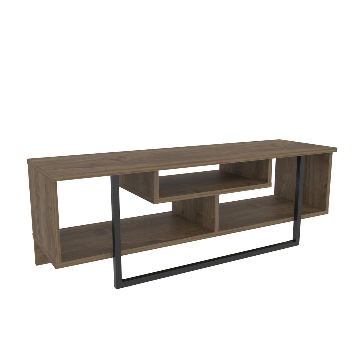 TV-ELEMENT Asal Walnuss Schwarz - Walnussfarben/Schwarz, Holzwerkstoff (119.4/40.2/35.2cm) - Decorotika