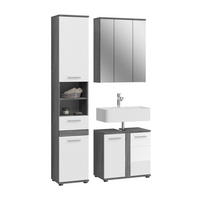 BADKOMBINATION 3tlg. Blake Bad in Rauchsilber Nachbildung und weiß hochglanz B/H/T: 114x191x34 cm - Anthrazit, Holz (114/191/34cm)