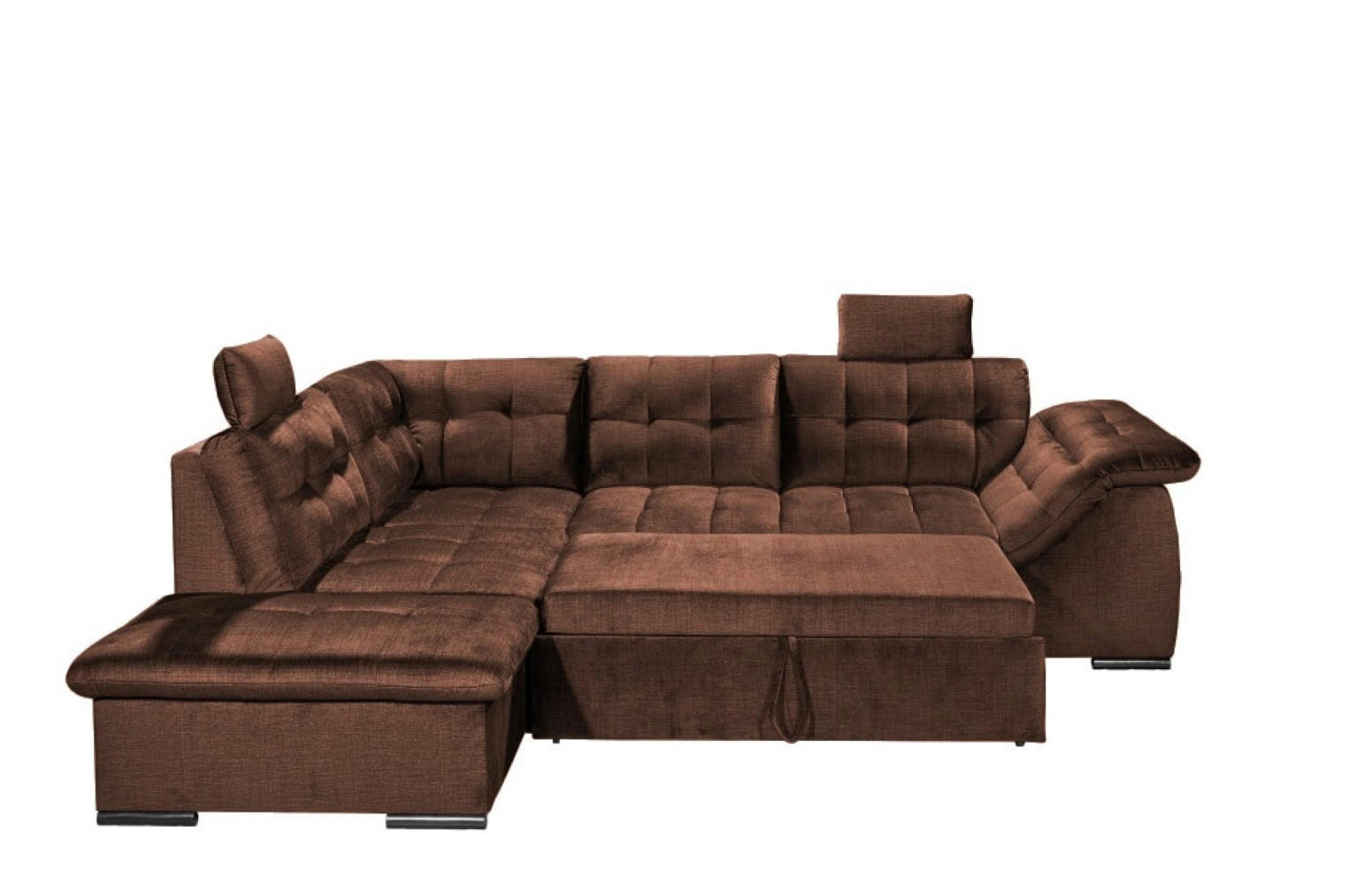 ECKSOFA mit Schlaffunktion und Bettkasten - Kupferfarben, Kunststoff/Textil (283/217cm) - ed exciting design