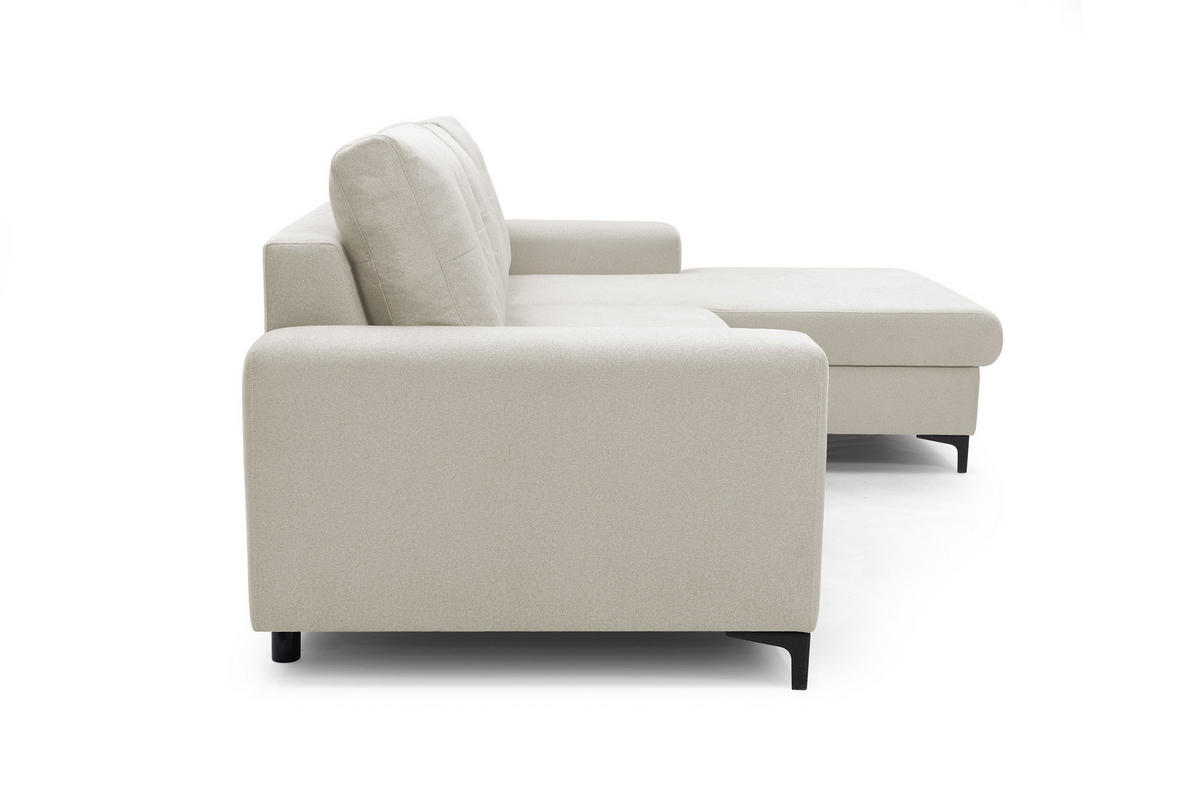 ECKSOFA AVRA L-förmig, mit Stauraumbehälter-in RINO-Stoff, Komfort & Eleganz, lose Rückenkissen, freistehend, RECHTS 251x165x85 cm Beige - Beige, Holz/Textil (251/165cm) - DomoHome