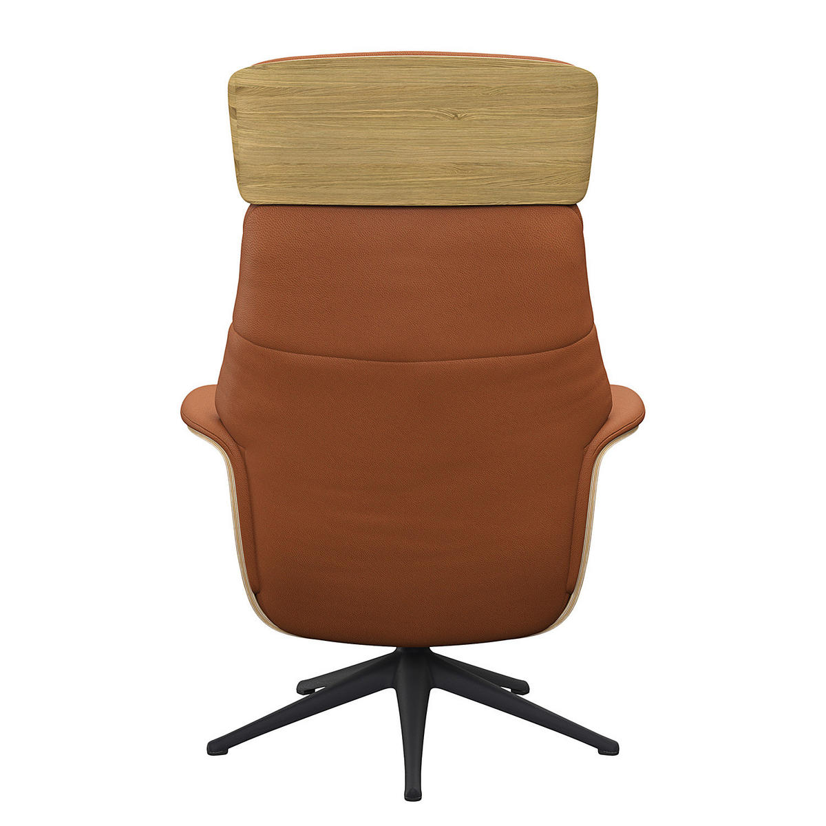 RELAXSESSEL - Echtleder - Kastanienfarben/Schwarz, Leder/Metall (83/118/83cm) - home24