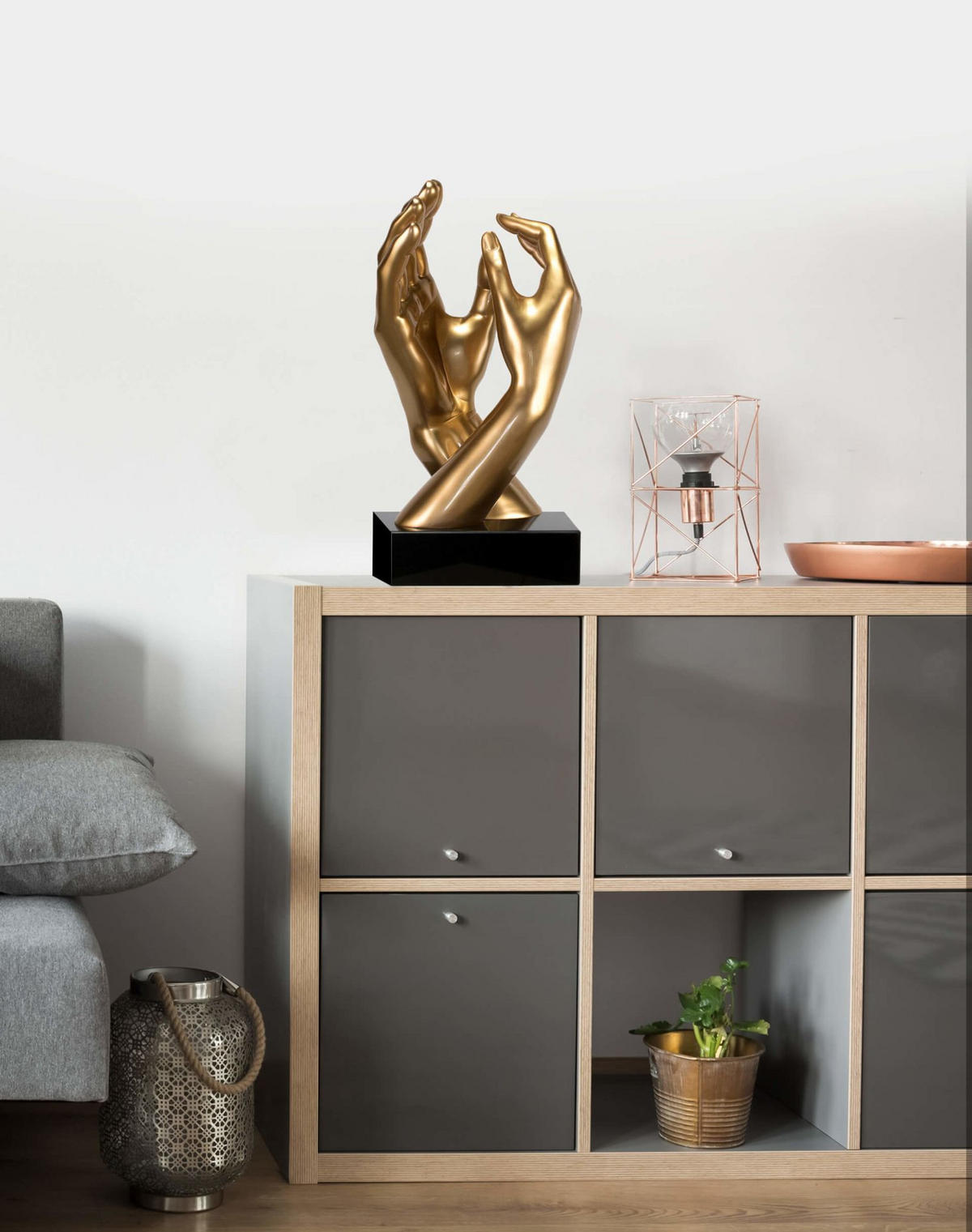 SKULPTUR Gold 21/41 cm - Goldfarben, Stein (4.85/41/21cm) - KUNSTLOFT