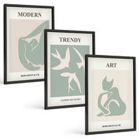 BILDER SET 3er Set - 40x60 cm Schwarzer Rahmen - Matisse abstrakte Figuren - Schwarz, Kunststoff (40/60cm) - TULUP