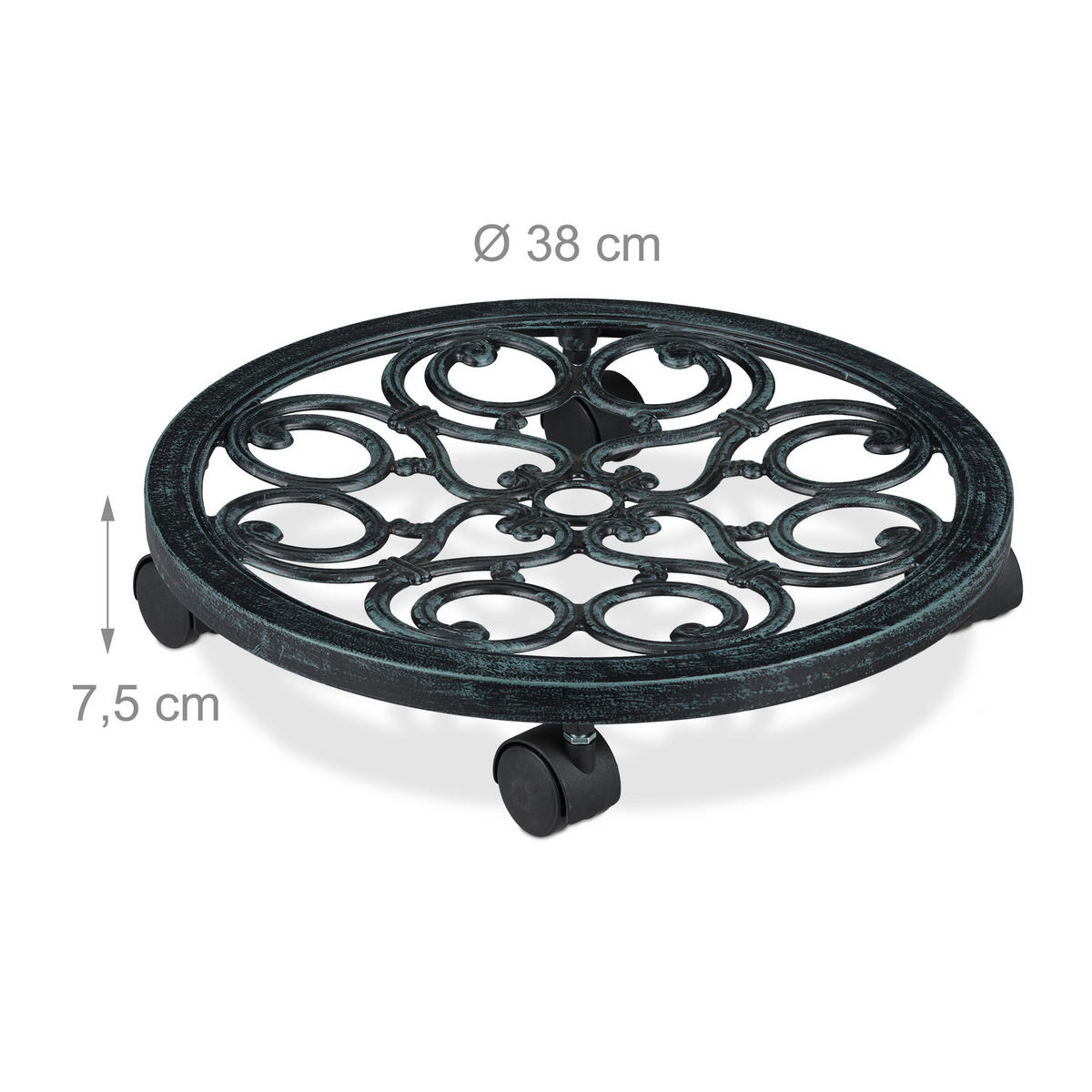 PFLANZENROLLER - Schwarz, Kunststoff/Metall (38/7.5/38cm) - Relaxdays