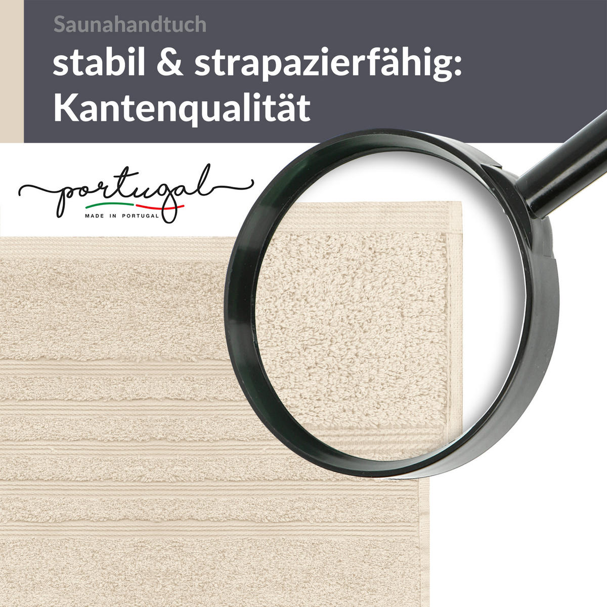 BADETUCH London Natur 100x200 cm - Naturfarben, Textil (100/200cm) - Lashuma