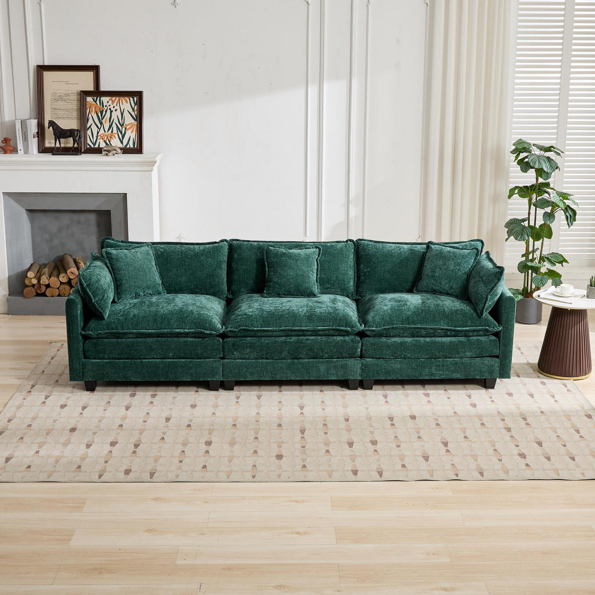 3-SITZER-SOFA aus Chenille mit modularem Aufbau, grün - Grün, Textil (75/84/289cm)
