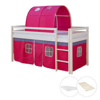 HOCHBETT mit Matratze 90/200 cm Pink - Pink/Weiß, Holz - Homestyle4u