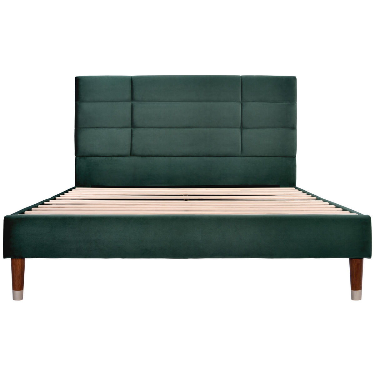 POLSTERBETT 140/200 cm DE-00213, in Grün, Federkernmatratze und gepolstertem Kopfteil - Grün, Holz (140/200cm) - ComfortXL