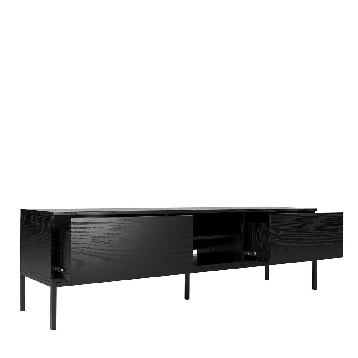 TV-SCHRANK Induro Schwarz, TV-Tisch mit Schubladen - Schwarz, Holzwerkstoff/Metall (170/49/41cm) - Bettso