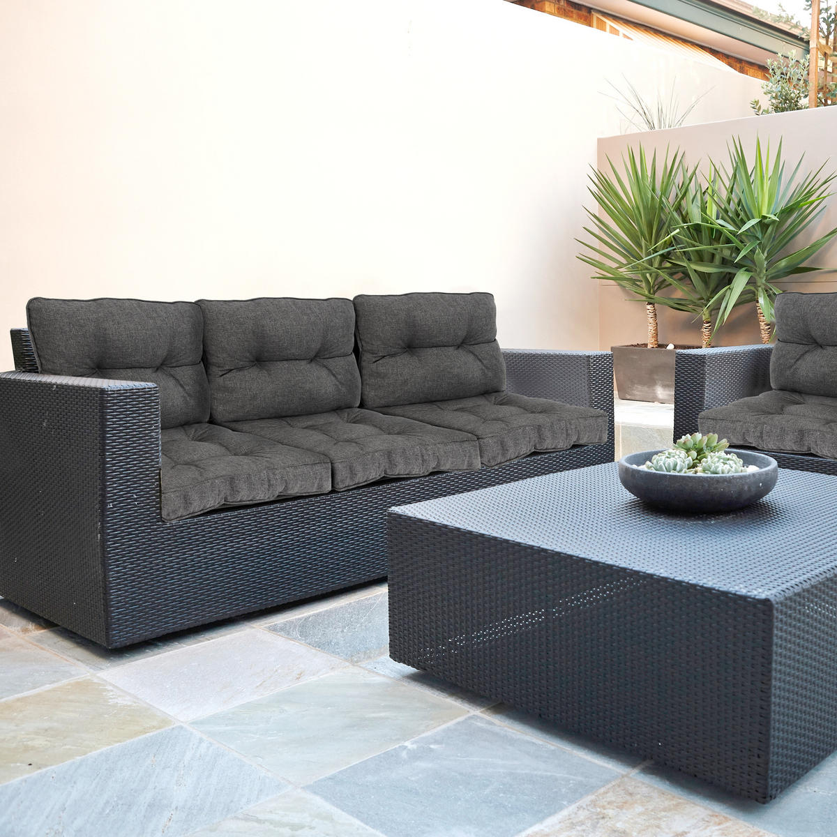 LOUNGEKISSEN Beauflair Outdoor Sitz 70/70/10cm Graphitgrau - Graphitfarben, Textil (70/10/70cm) - Beautissu 