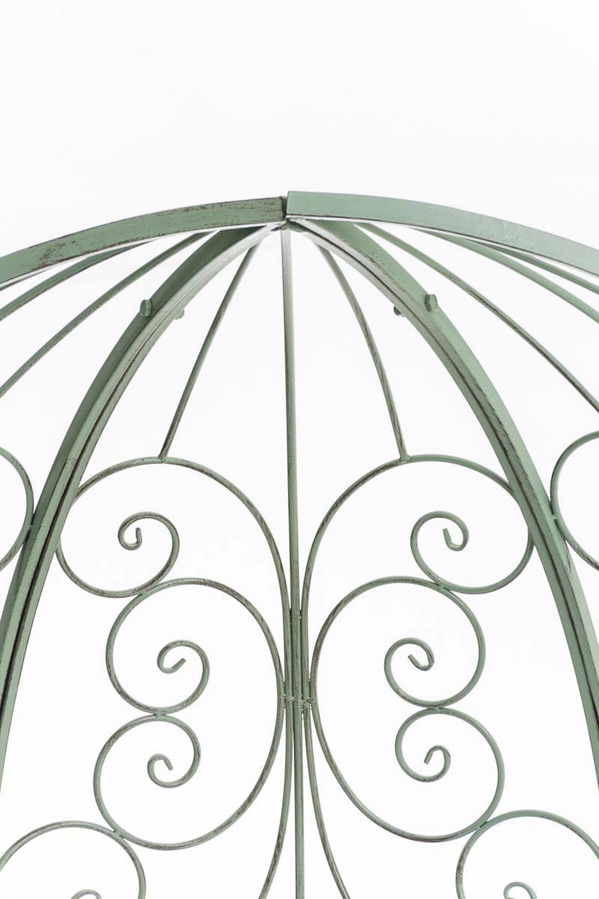 HALBPAVILLON mit Sitzbank Boston Metall Antik-grün Gartenbank - Grün, Metall (120/178/58cm) - DELUKE